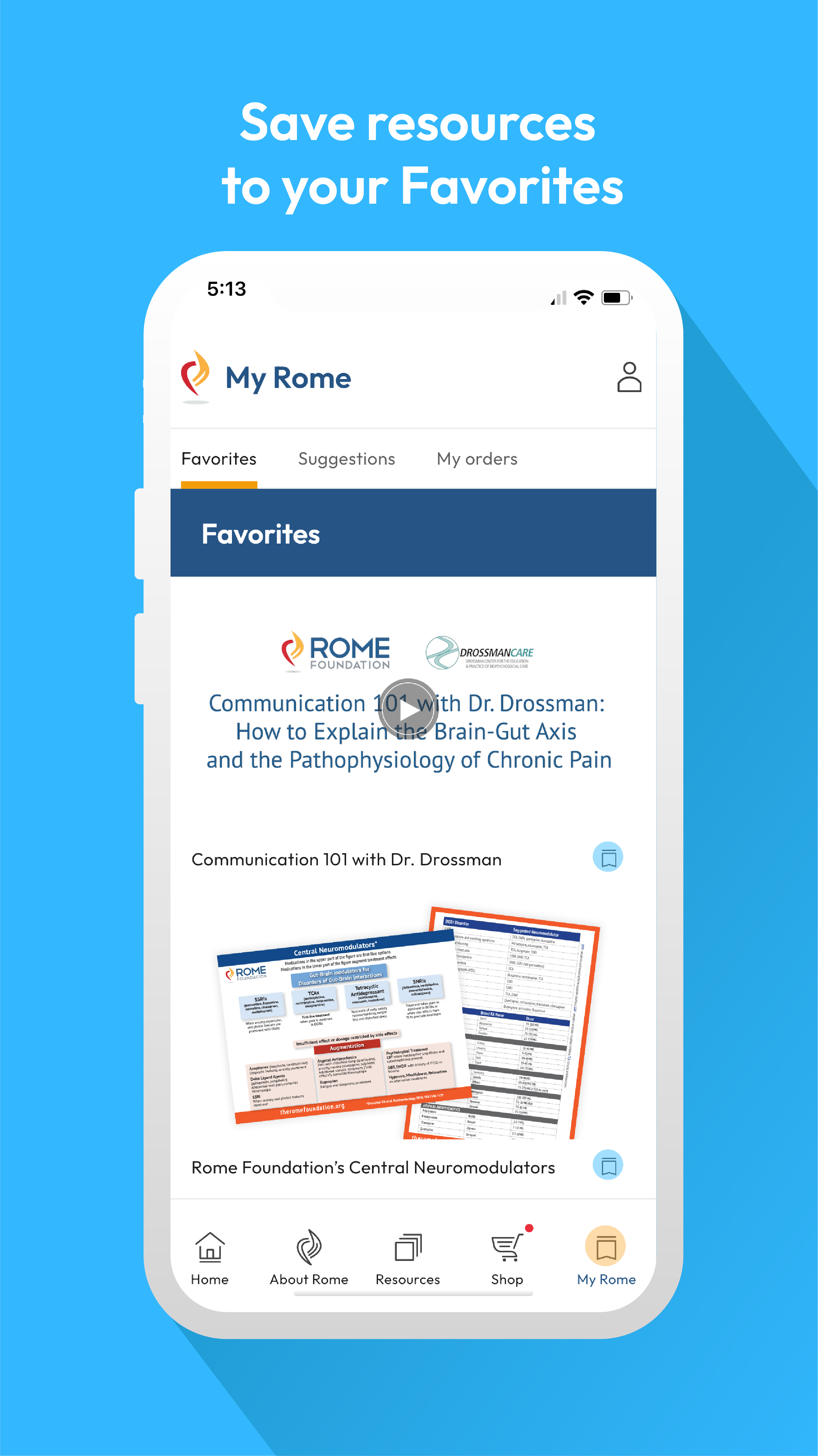 Rome Foundation app user profile and settings screen with personalized account management options